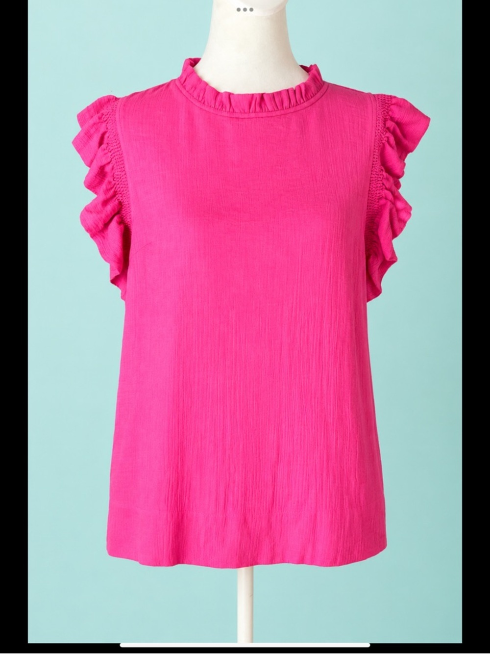 Jodifl Pink Ruffle Sleeve Blouse Appears NWOT Keyhole Back Resort Brunch Top S